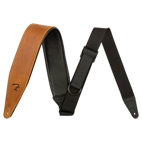 Fender Right Height 2.5" Leather Guitar Strap, Cognac