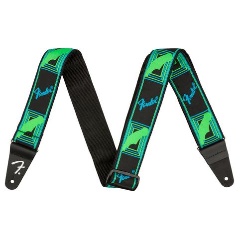 Fender Neon Monogrammed 2" Guitar Strap, Blue and Green