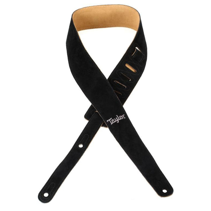 Taylor Embroidered 2.5" Suede Strap, Black