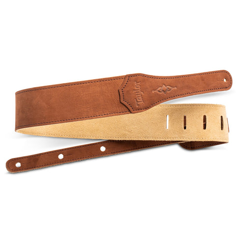 Taylor Gemstone 2.5" Sanded Leather Guitar Strap, Medium Brown