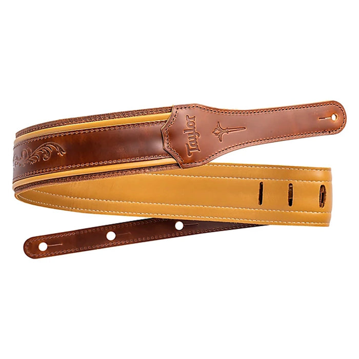Taylor Nouveau 2.5" Embroidered Leather Strap, Distressed Brown