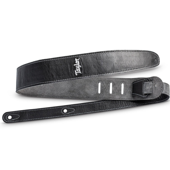 Taylor Embroidered 2.5" Suede Strap, Black w/ Suede Back