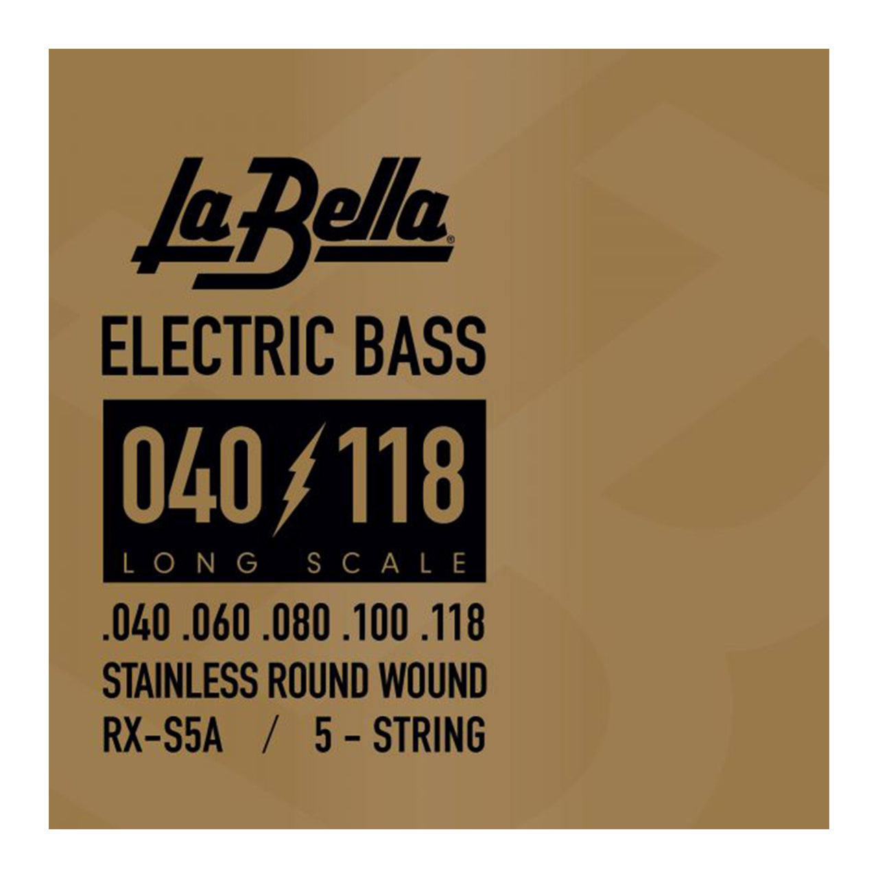 La Bella RX-S5A RX Stainless Round Wound 5-String Electric Bass Strings, 40-118