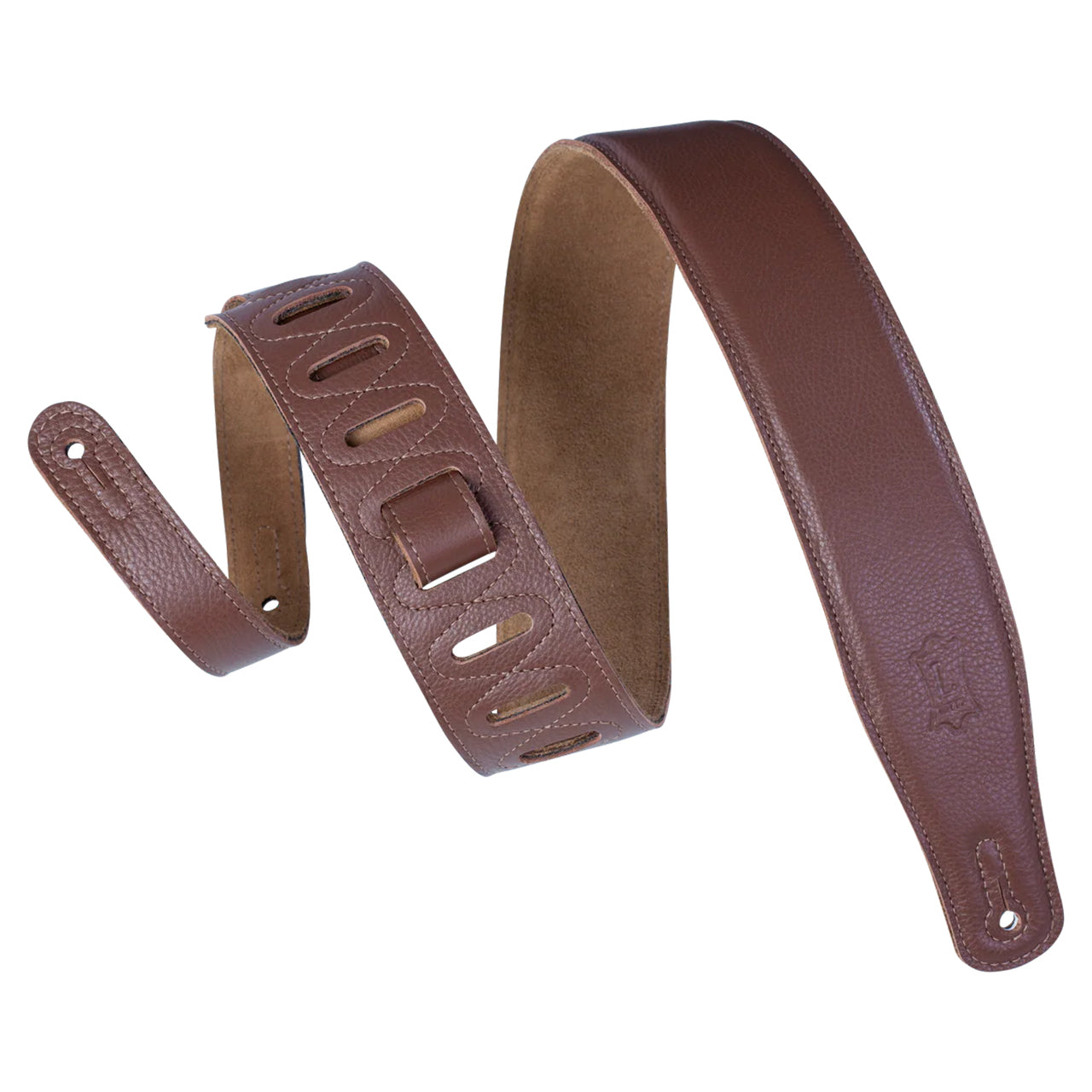 Levy's Staple Series 2.5" Leather Guitar Strap, Brown