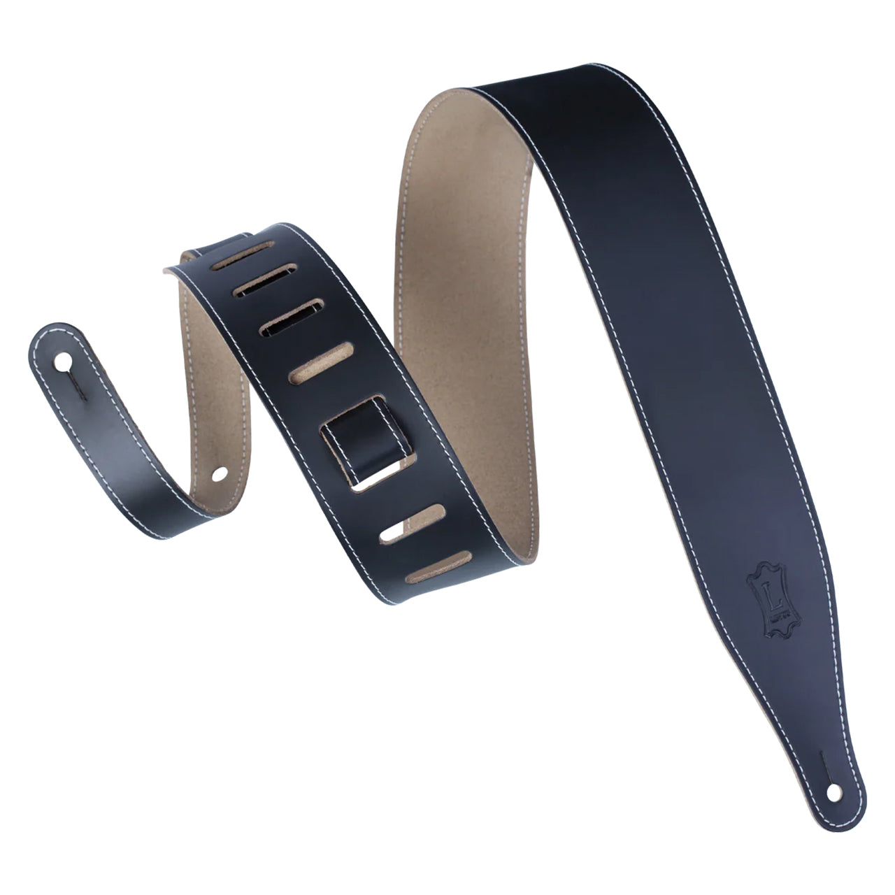 Levy's Top Grain Series 2.5" Leather Guitar Strap, Black