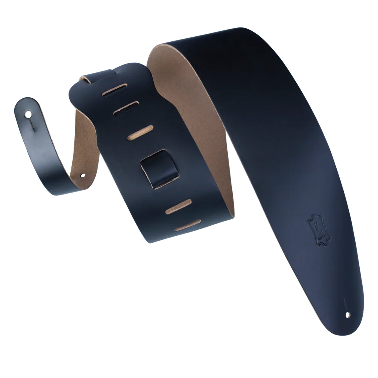 Levy's Lead Leather Series 3.5" Bass Strap, Black