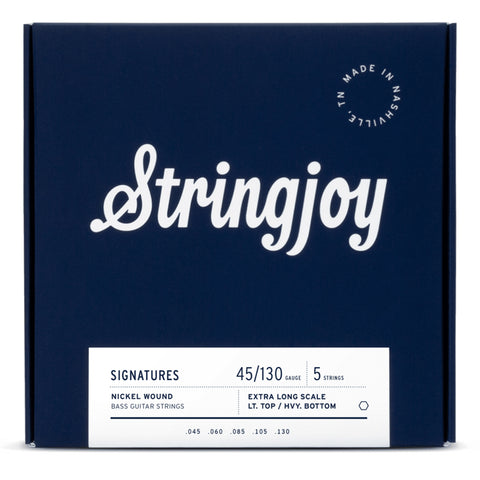 Stringjoy Signatures Nickel Wound Long Scale 5-String Electric Bass Strings, Light Top/Heavy Bottom 45-130