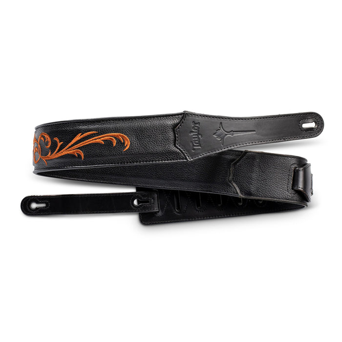 Taylor Nouveau 2.5" Embroidered Leather Strap, Black
