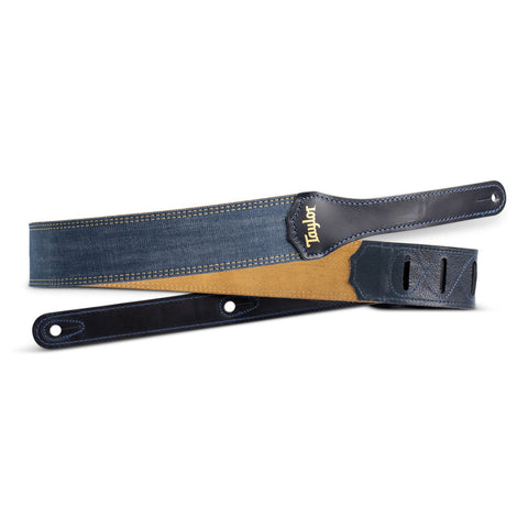 Taylor Blue Denim 2" Guitar Strap, Gold Logo