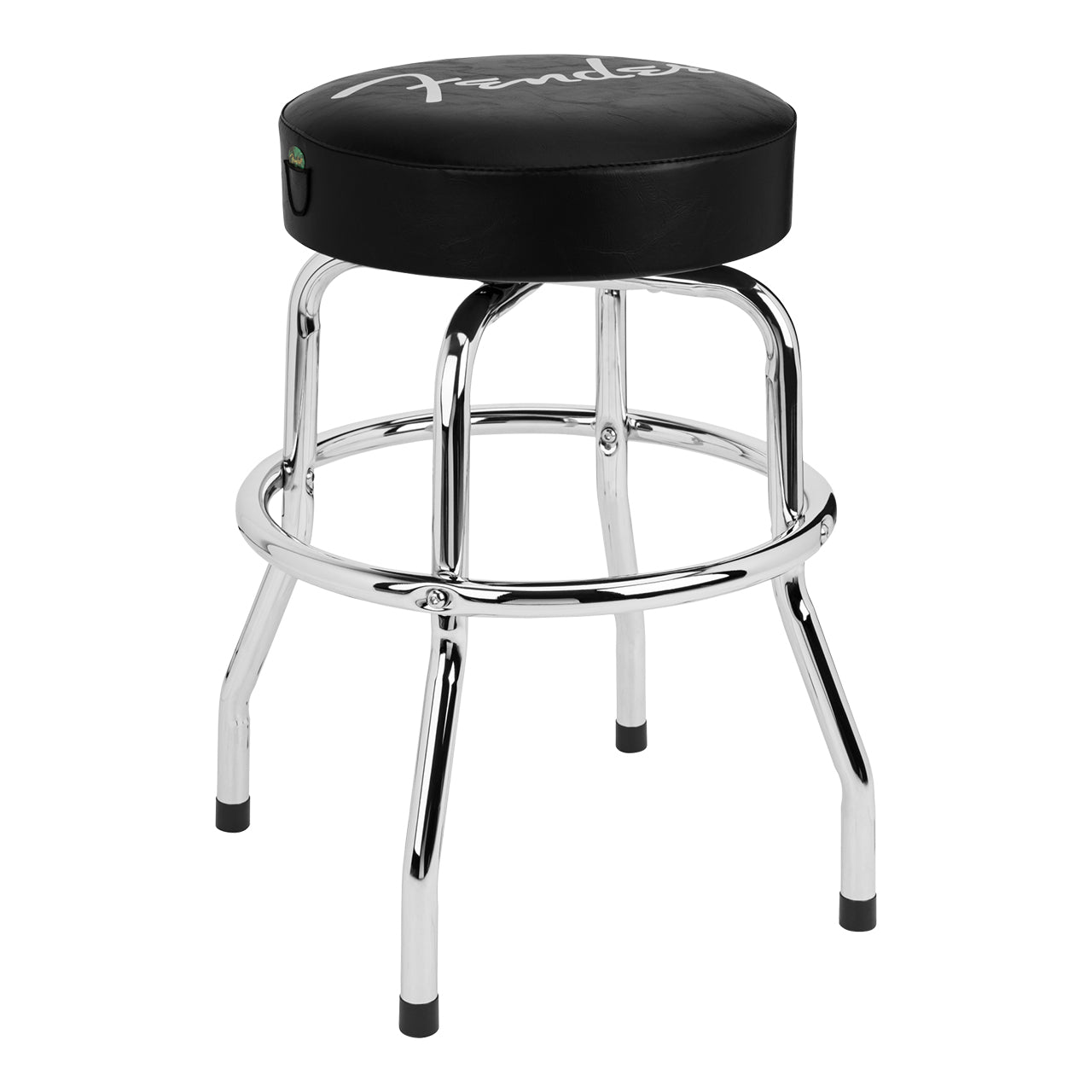 Fender Spaghetti Logo Pick Pouch 24" Barstool, Black and Chrome