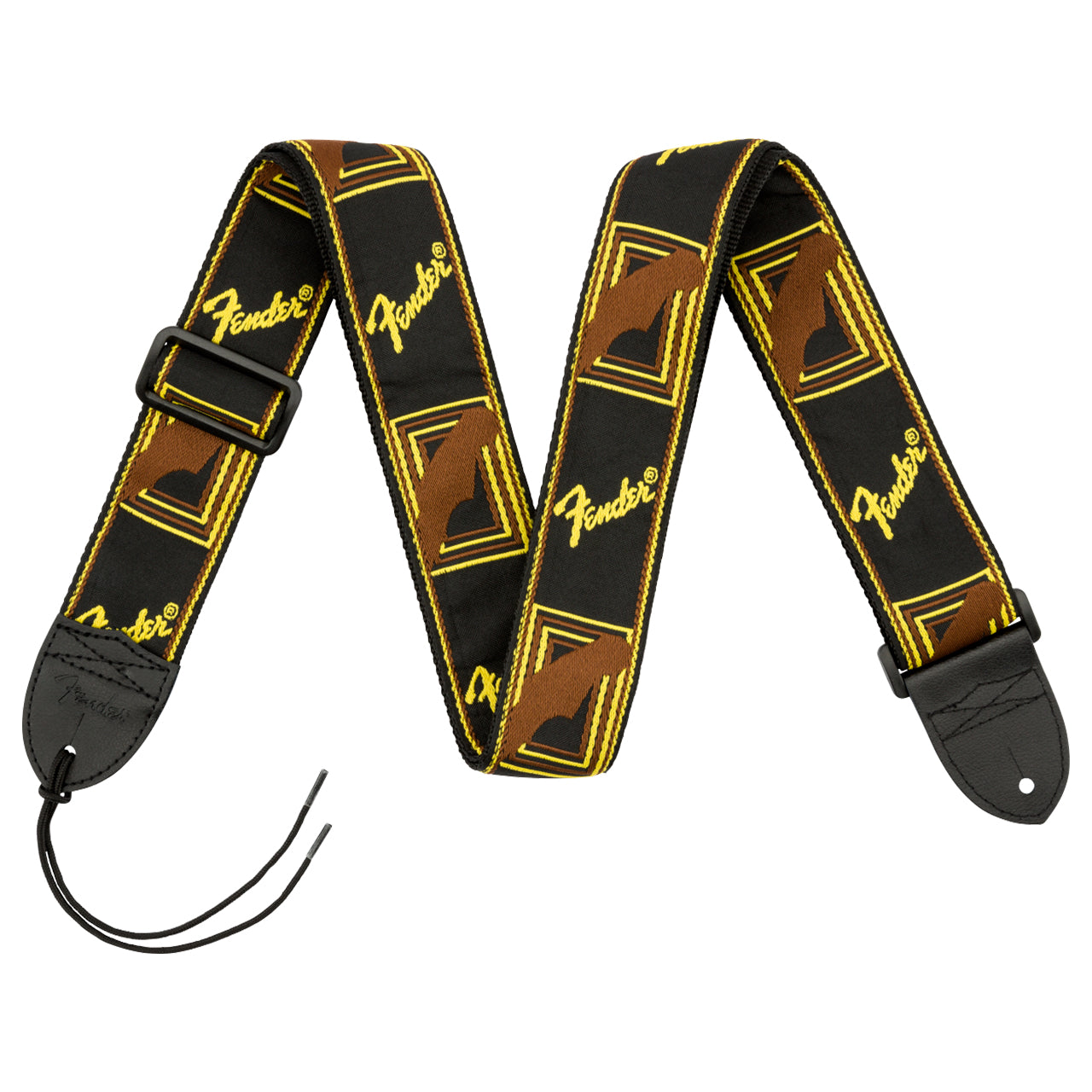 Fender Monogrammed 2" Guitar Strap, Black/Yellow/Brown