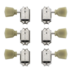 Gibson Deluxe Green Key Tuner Set, Vintage Nickel - Pearloid