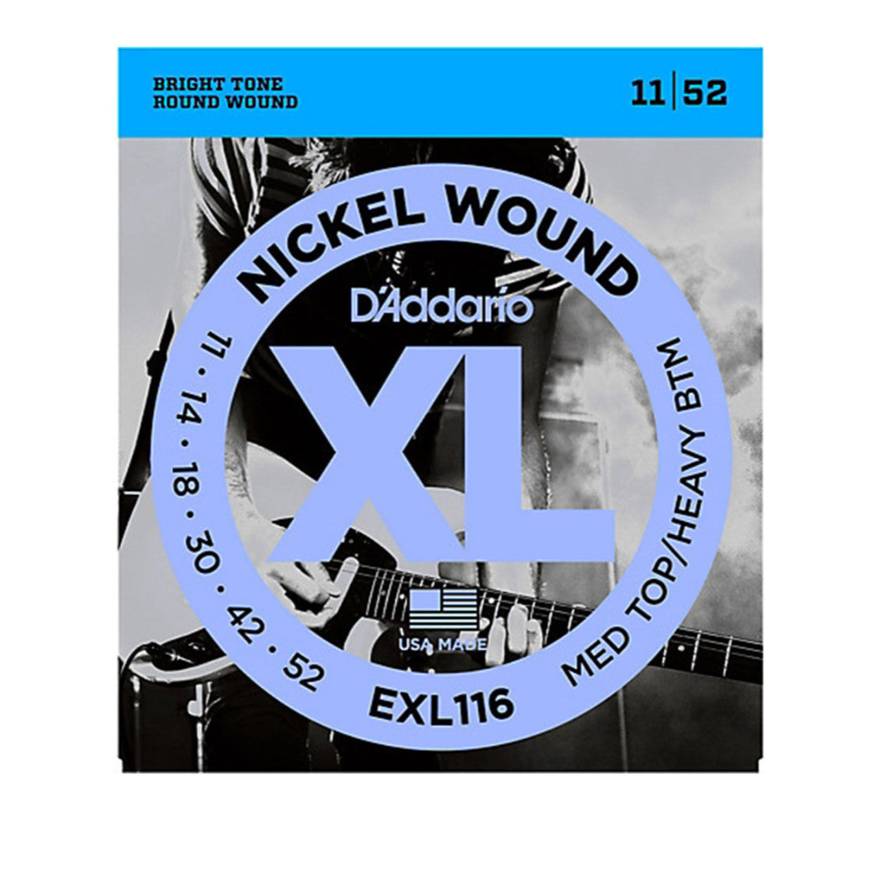 D'Addario EXL116 Nickel Wound, Medium Top/Heavy Bottom, 11-52