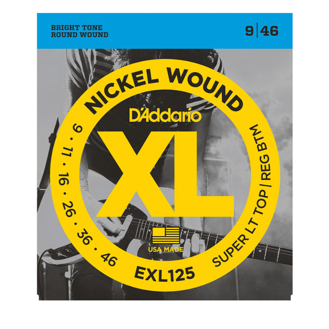 D'Addario EXL125 Nickel Wound, Super Light Top/ Regular Bottom, 9-46