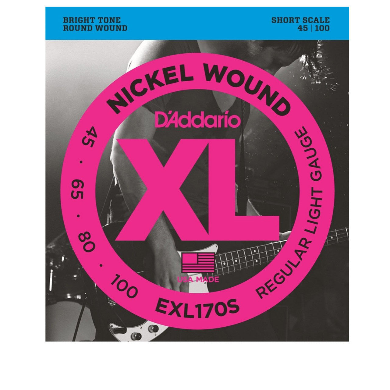 D'Addario EXL170S Nickel Wound Bass, Light, 45-100, Short Scale