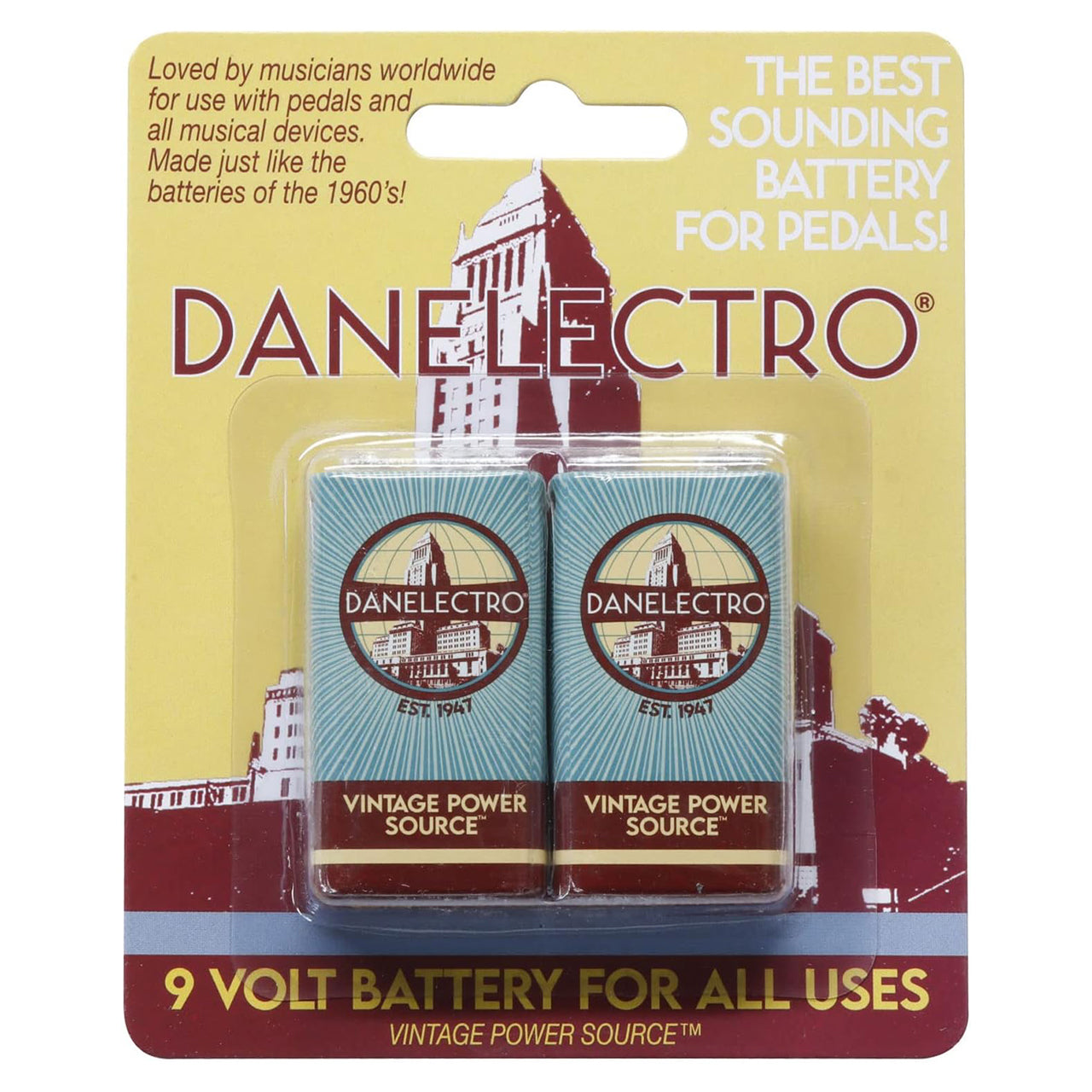 Danelectro 9V Battery Pack, 2-Pack