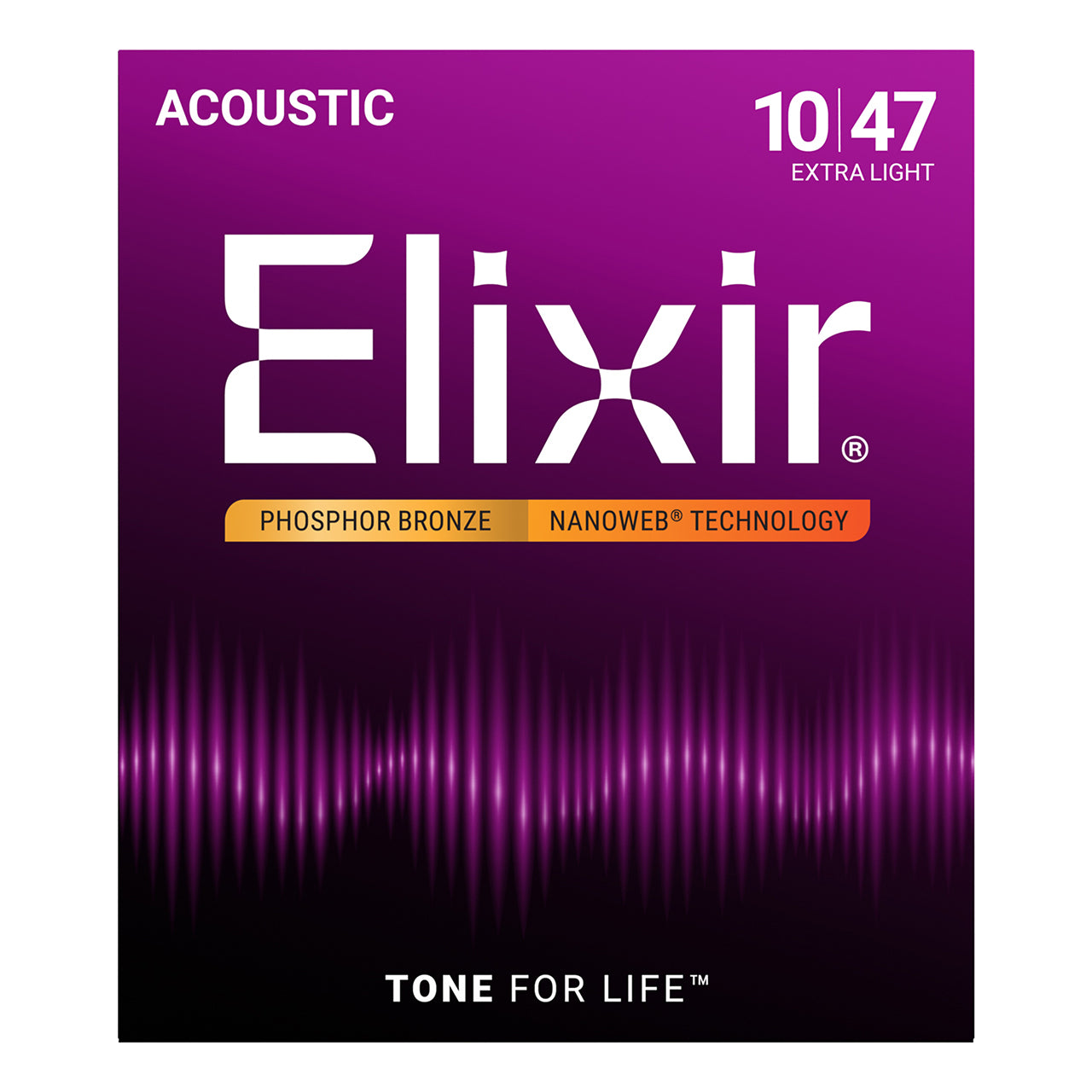 Elixir Nanoweb Coated Extra Light Phosphor Bronze Acoustic Guitar Strings, 10-47