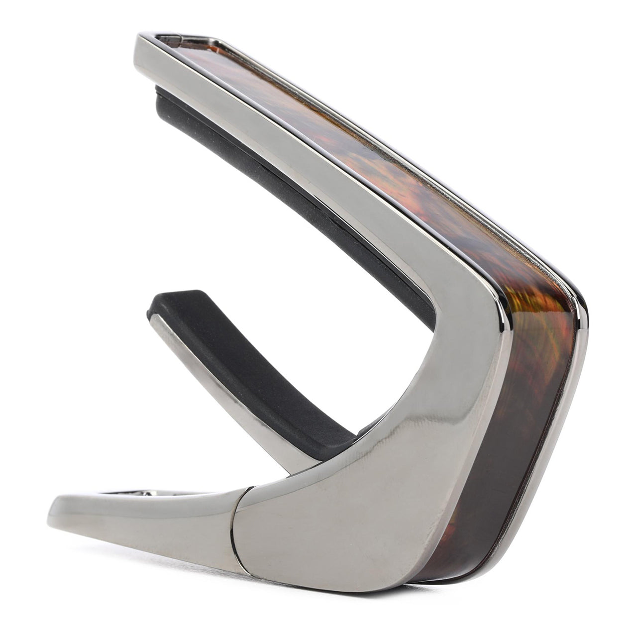 Thalia Shell Collection Guitar Capo, Black Chrome w/ Tennessee Whiskey Wing Inlay