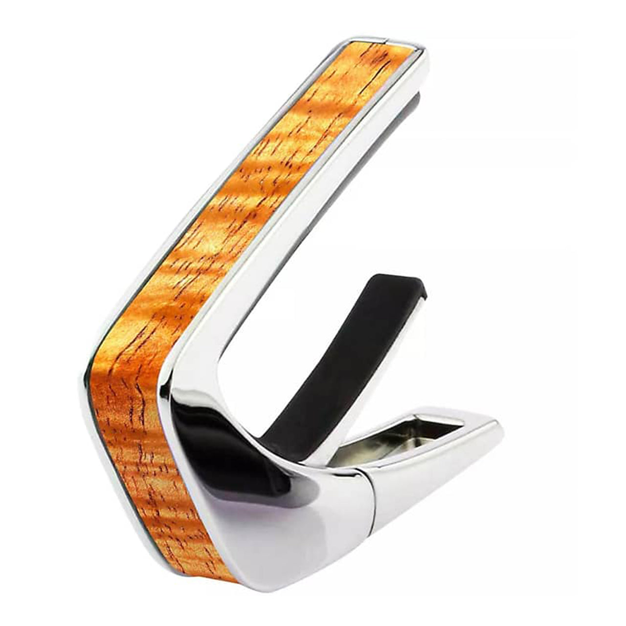 Thalia Shell Collection Guitar Capo, Chrome w/ AAA Hawaiian Koa Inlay
