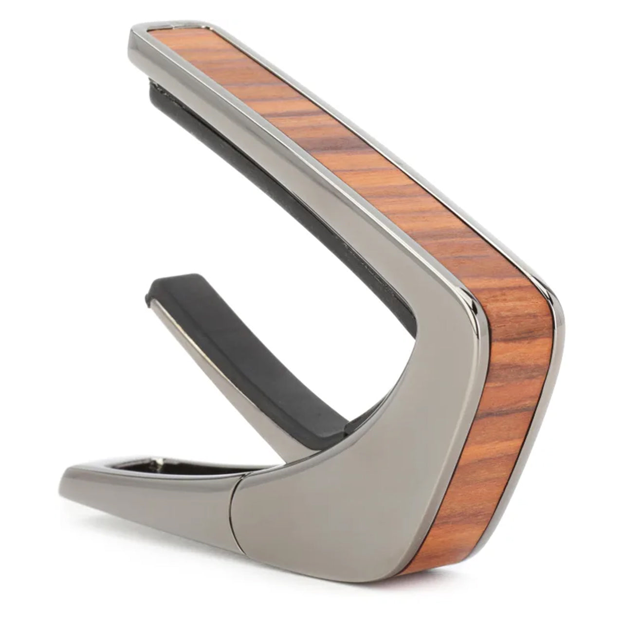 Thalia Shell Collection Guitar Capo, Black Chrome w/ Santos Rosewood Inlay