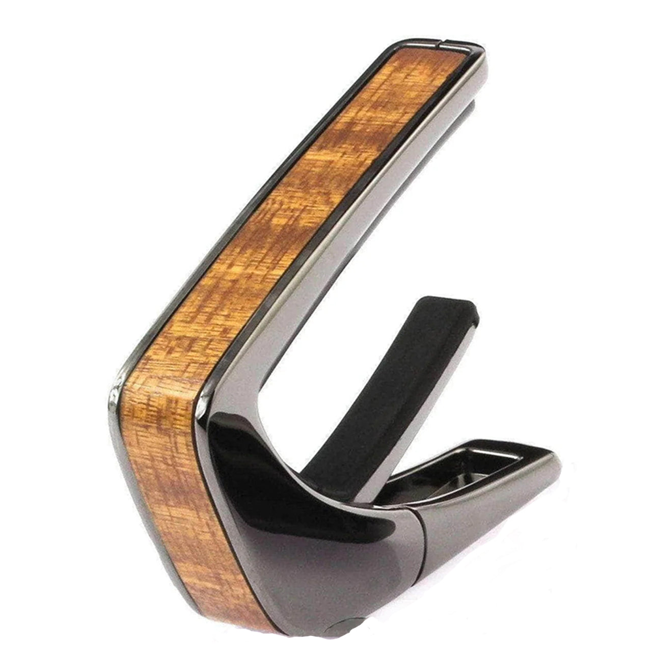 Thalia Shell Collection Guitar Capo, Black Chrome w/ Sapele Inlay