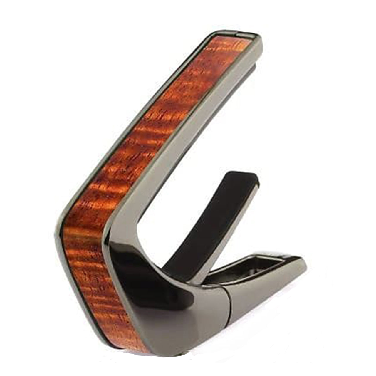 Thalia Shell Collection Guitar Capo, Black Chrome w/ AAA Hawaiian Koa Inlay