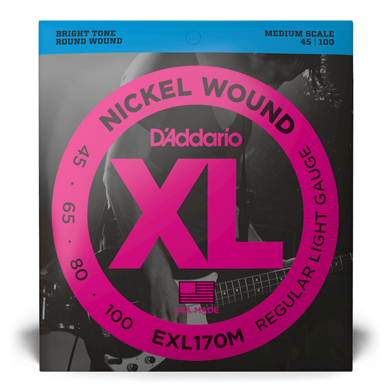 D'Addario EXL170M Regular Light Medium Scale Electric Bass Strings, 45-100