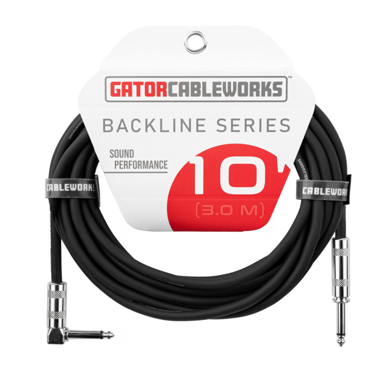 Gator Cableworks Backline Series  GCWB-INS-10RA 10ft Strt to RA Instrument Cable