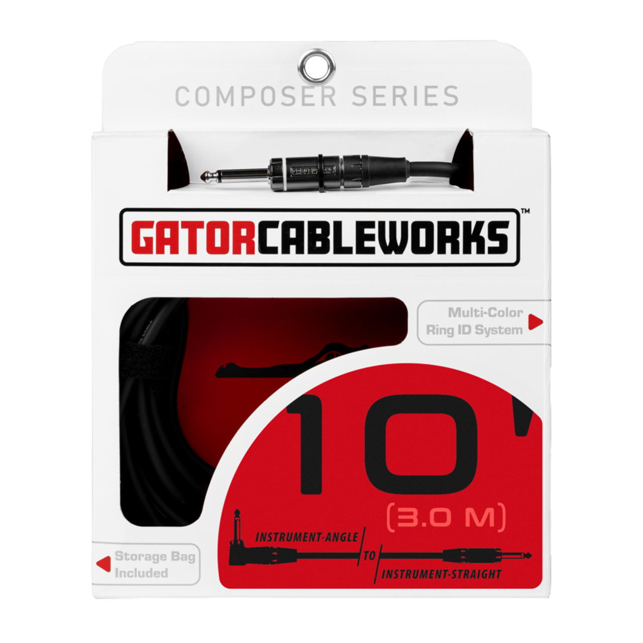 Gator Cableworks  Composer Series GCWC-INS-10RA 10ft Strt to RA Instrument Cable