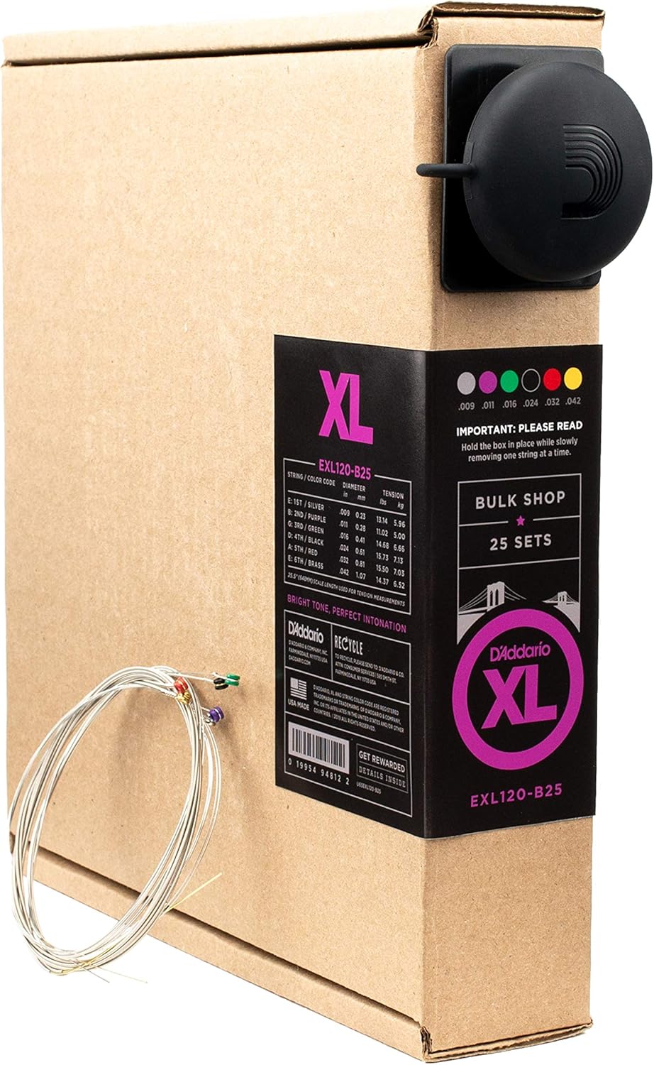 Used D'Addario EXL120-B25 XL Super Light String Set, 09-42, 25-Pack