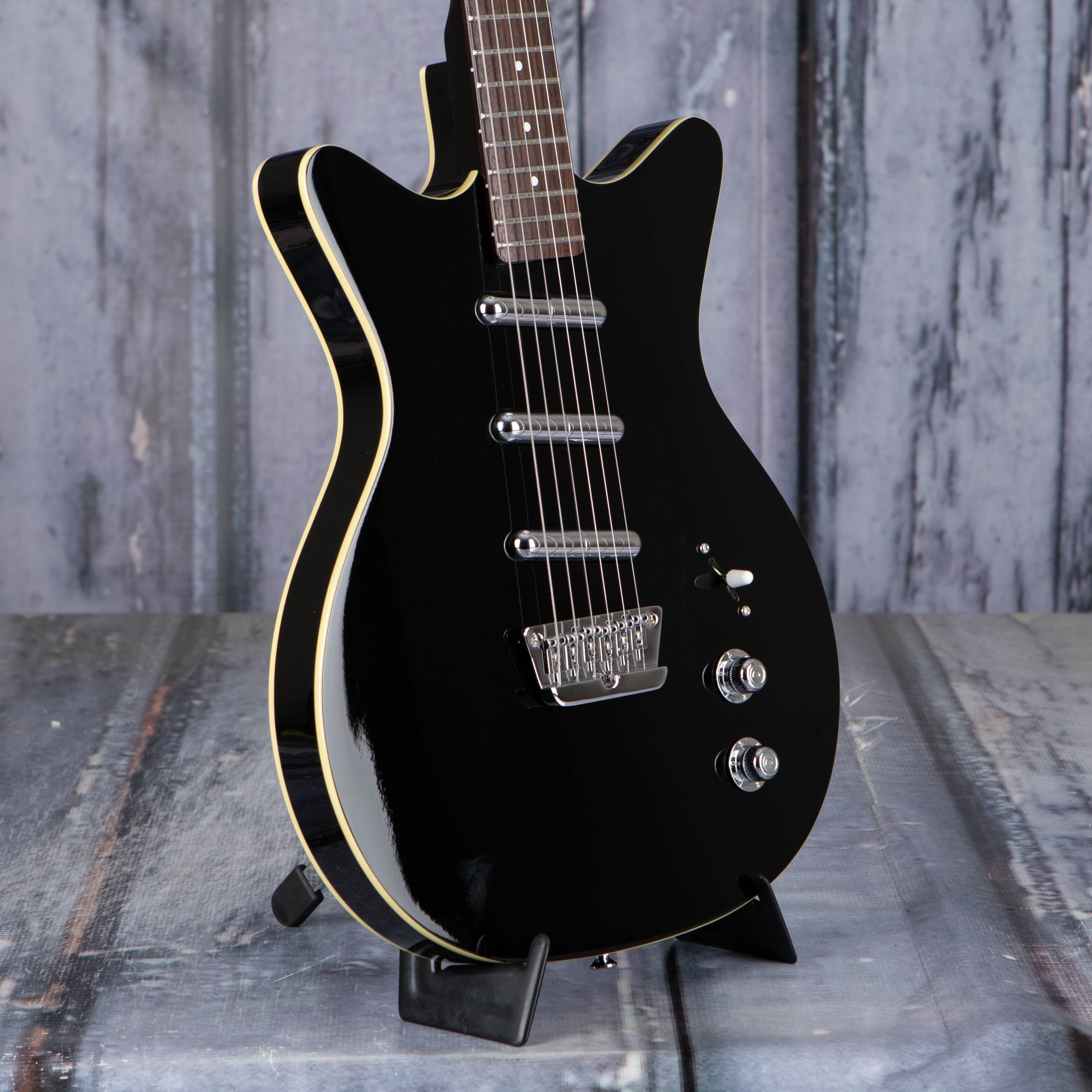 Danelectro '59 Triple Divine Electric Guitar, Black, angle