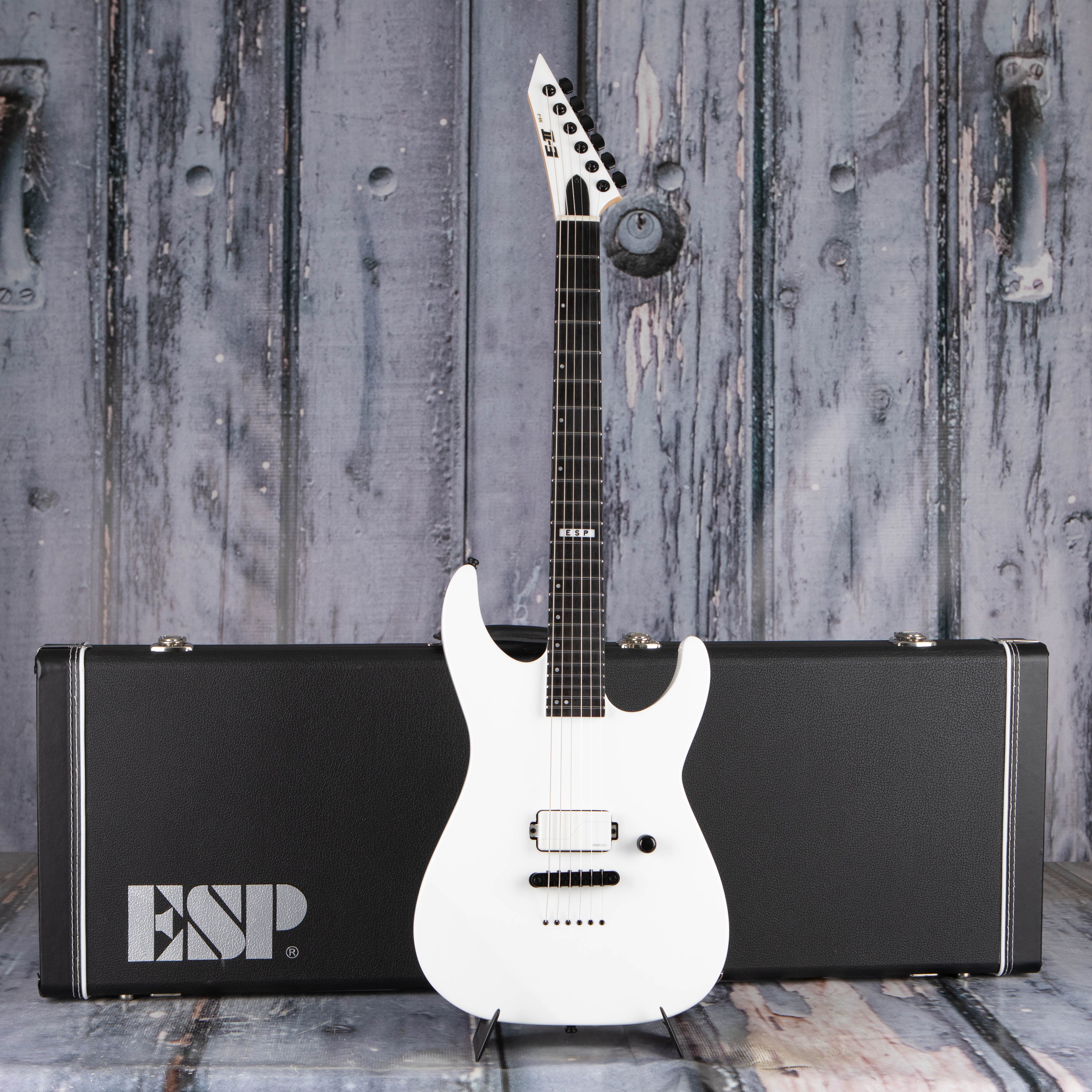 ESP E-II M-I Thru NT Electric Guitar, Snow White, case
