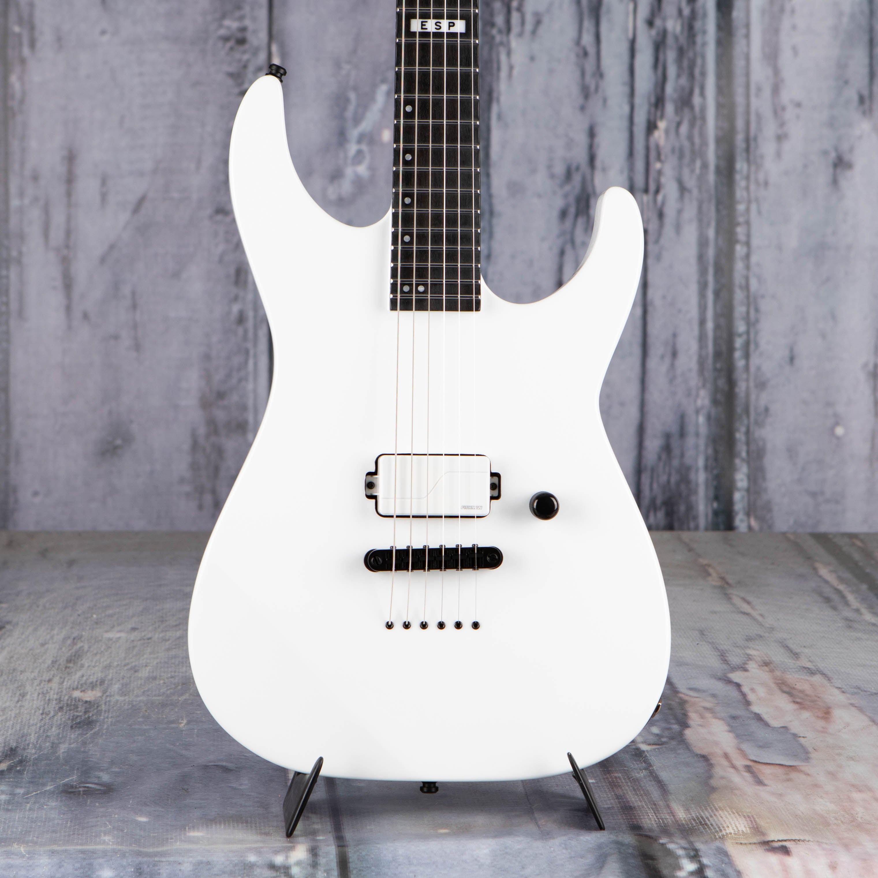 ESP E-II M-I Thru NT Electric Guitar, Snow White, front closeup