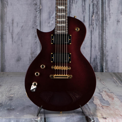 ESP LTD EC-1000 Left-Handed Electric Guitar, Gold Andromeda, front closeup