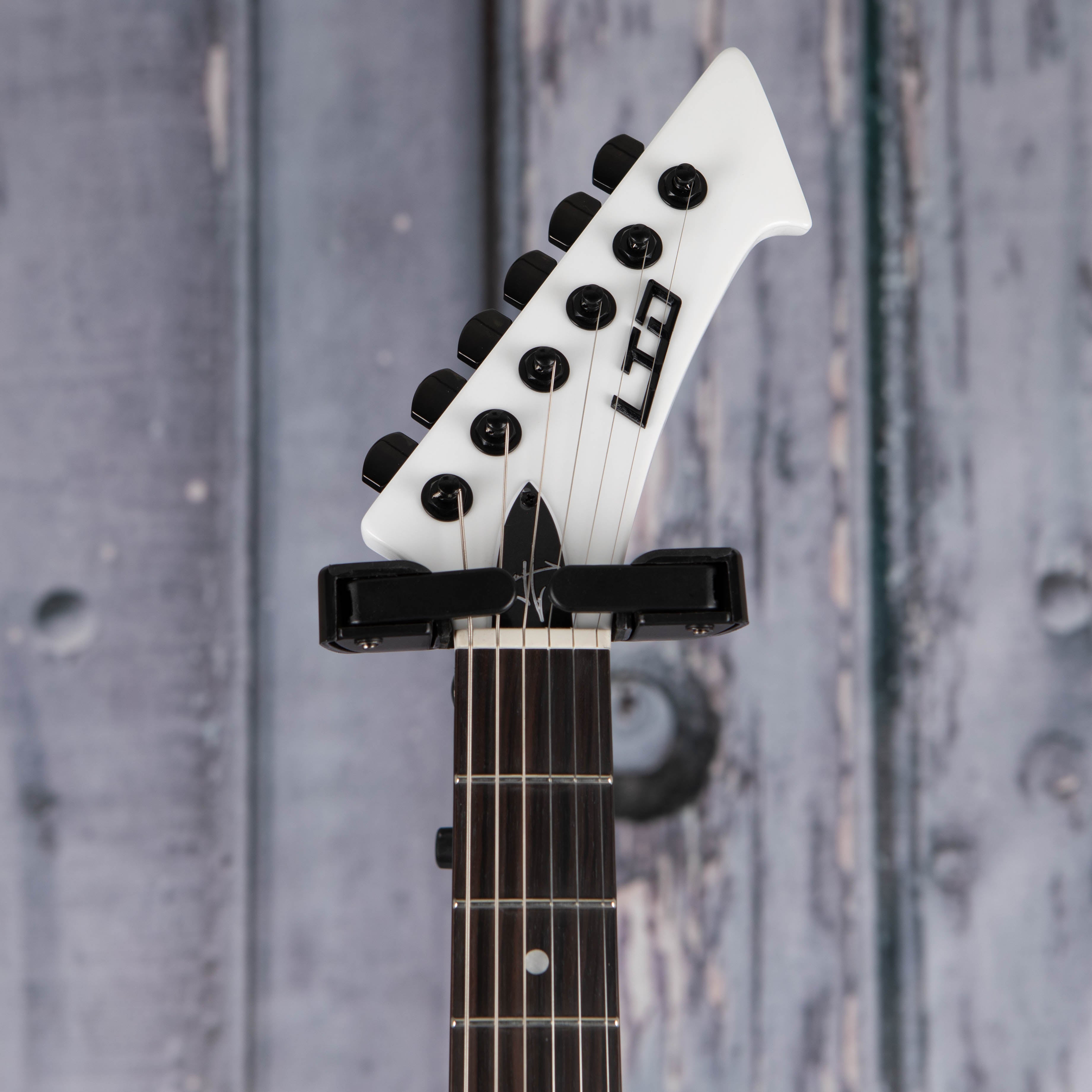 ESP LTD James Hetfield Signature Snakebyte Electric Guitar, Snow White, front headstock