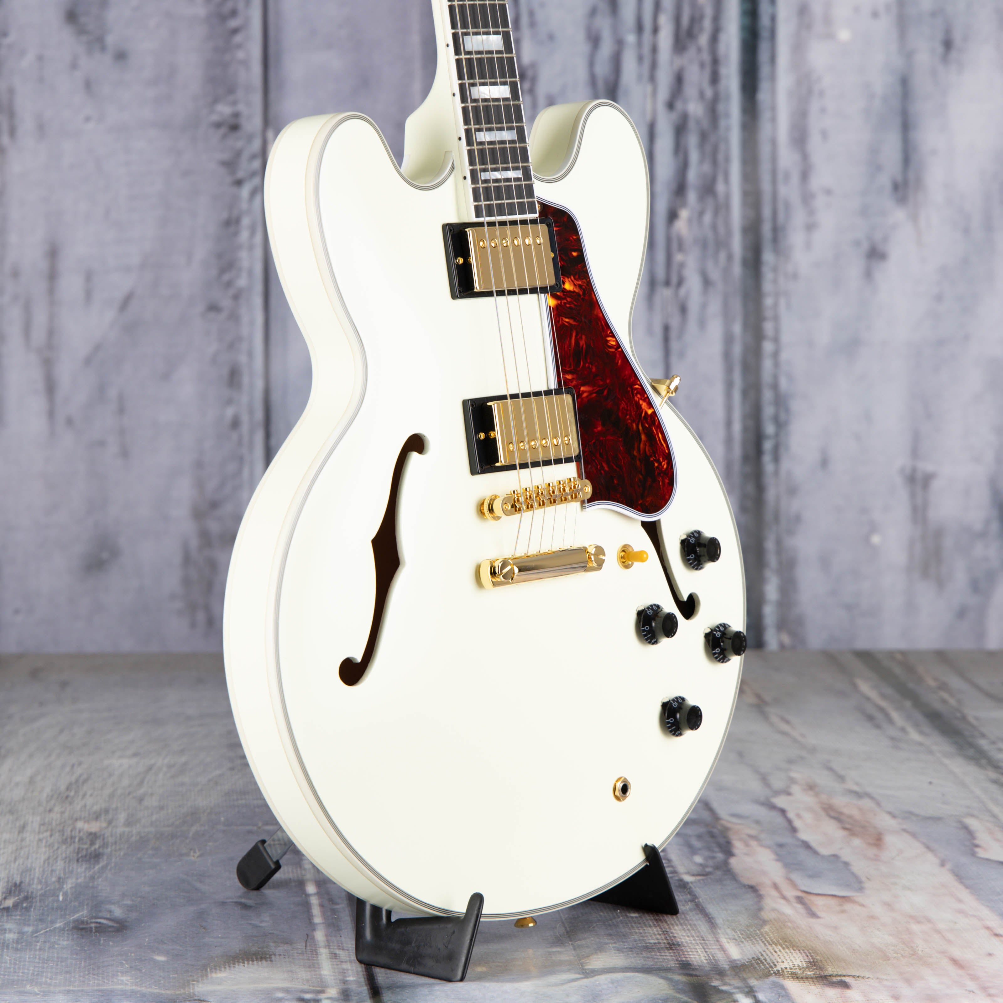 Epiphone 1959 ES-335 Semi-Hollowbody Guitar, Classic White, angle