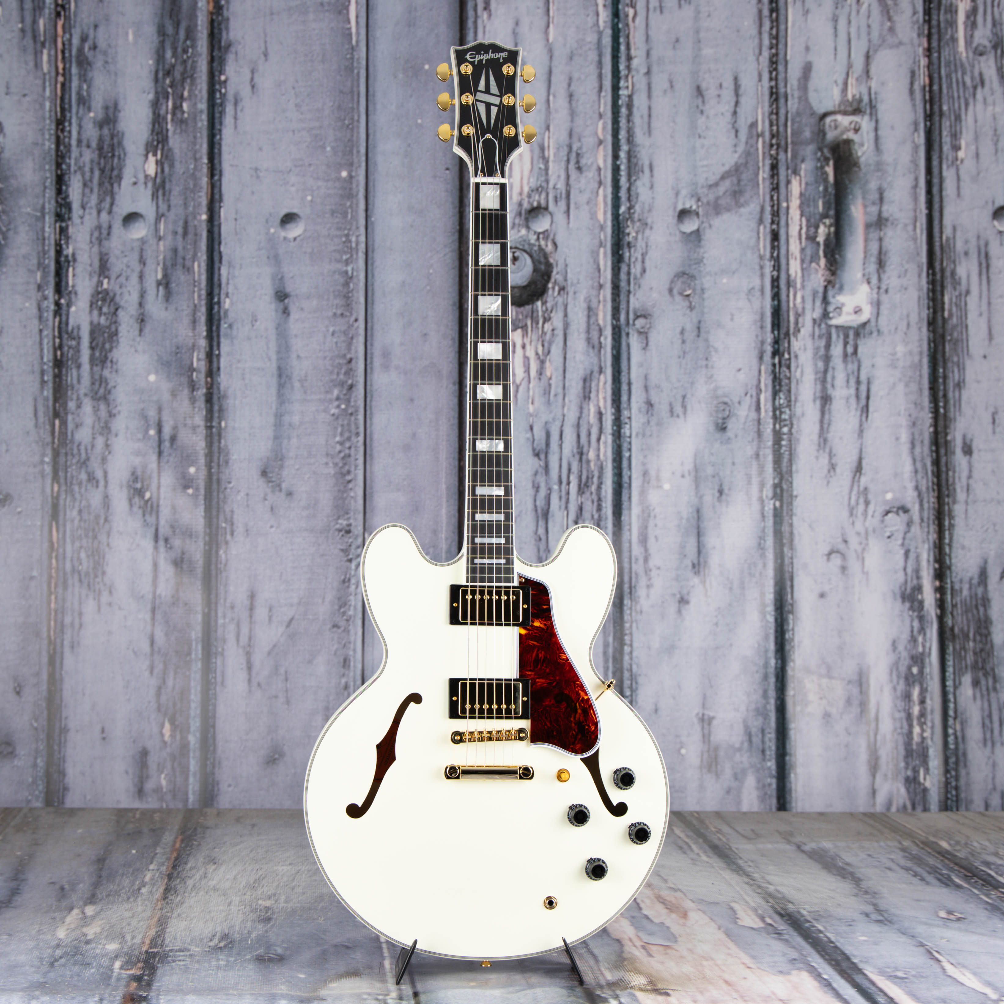 Epiphone 1959 ES-335 Semi-Hollowbody Guitar, Classic White, front