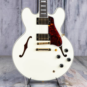 Epiphone 1959 ES-335 Semi-Hollowbody Guitar, Classic White, front closeup