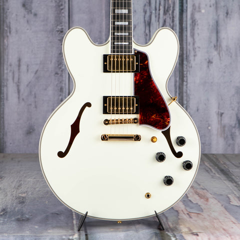 Epiphone 1959 ES-335 Semi-Hollowbody Guitar, Classic White, front closeup