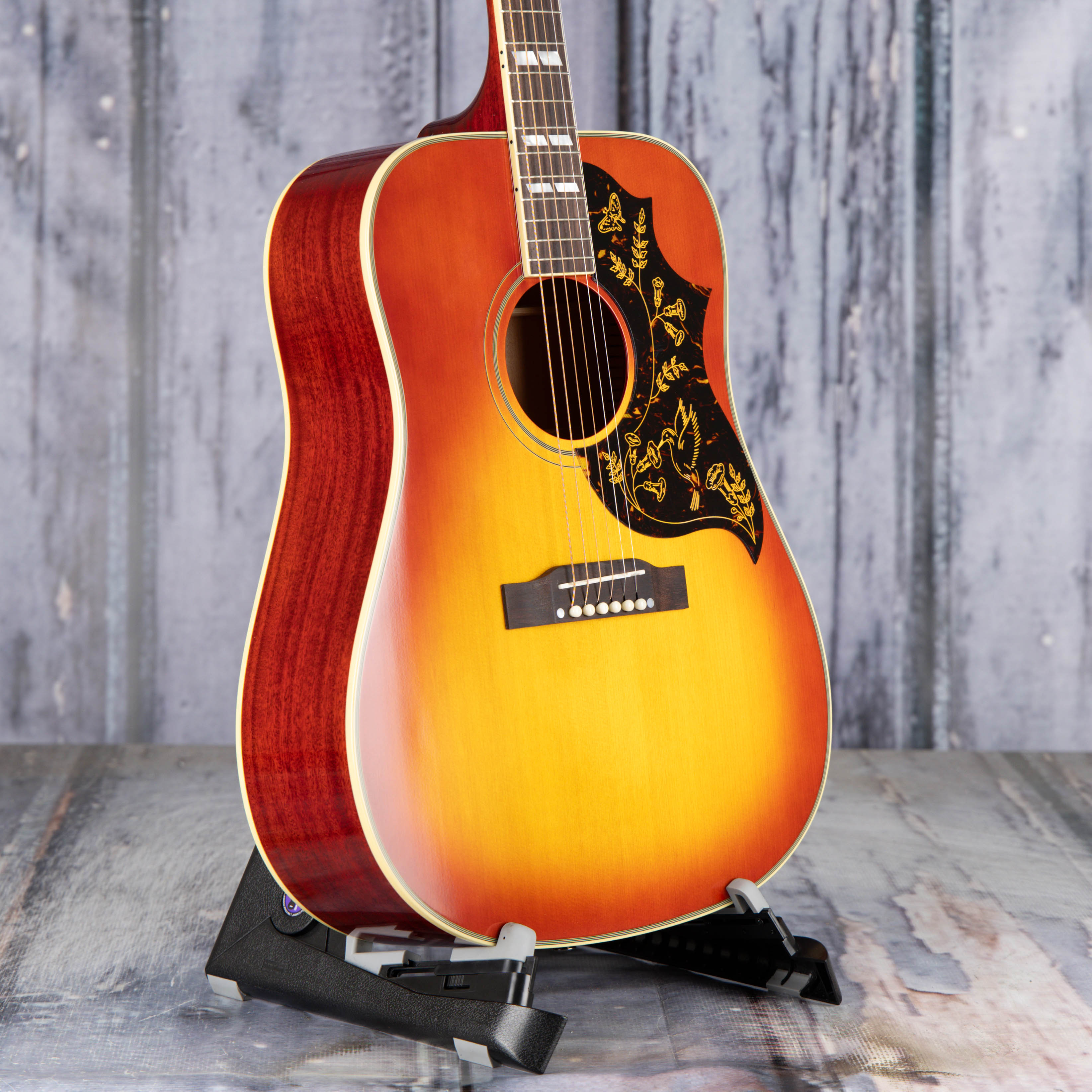 Epiphone 1960 Hummingbird Reissue Acoustic/Electric Guitar, Heritage Cherry Sunburst, angle