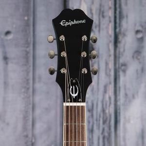 Epiphone Casino Worn Hollowbody Guitar, Worn Blue Denim, front headstock