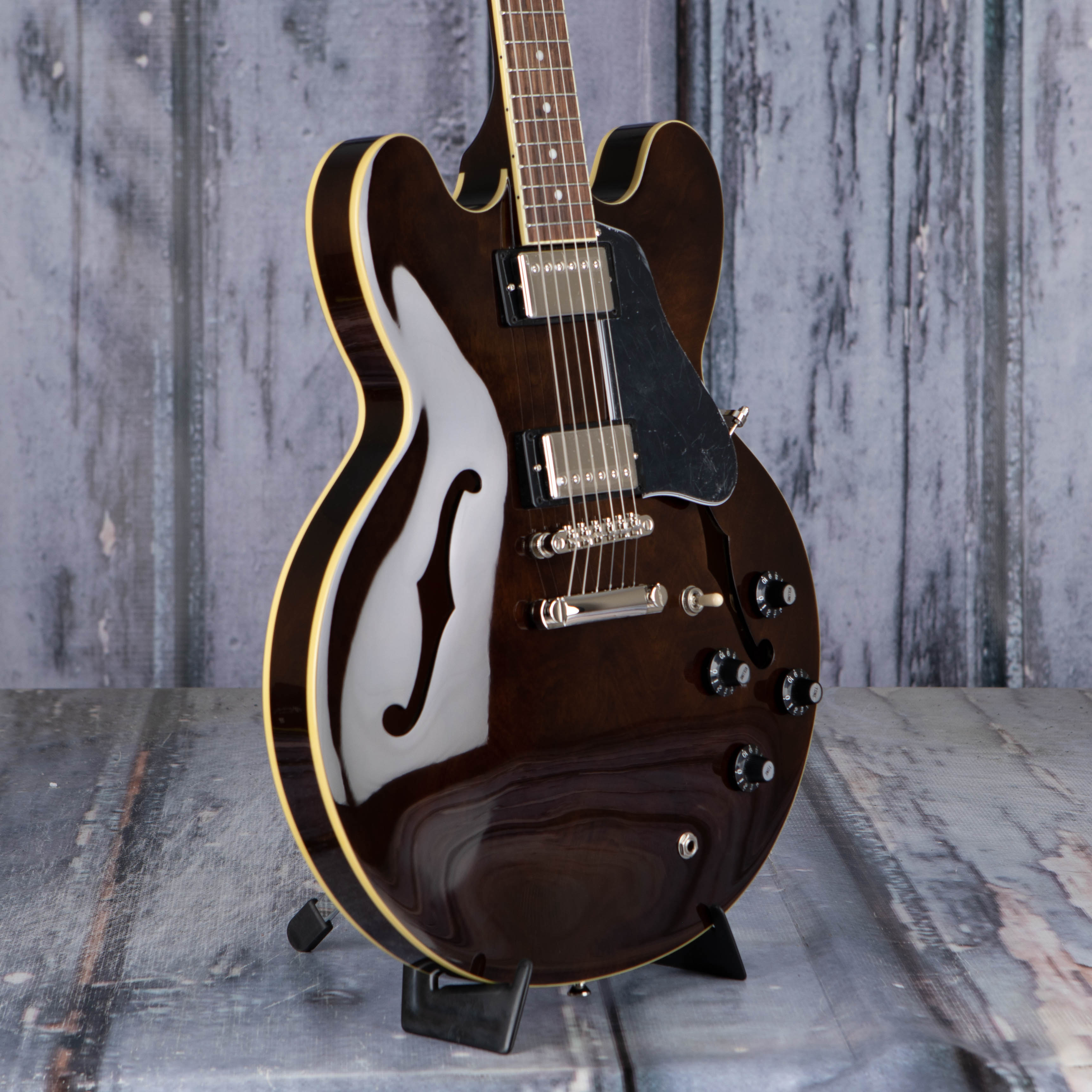 Epiphone Jim James ES-335 Semi-Hollowbody Guitar, Seventies Walnut, angle