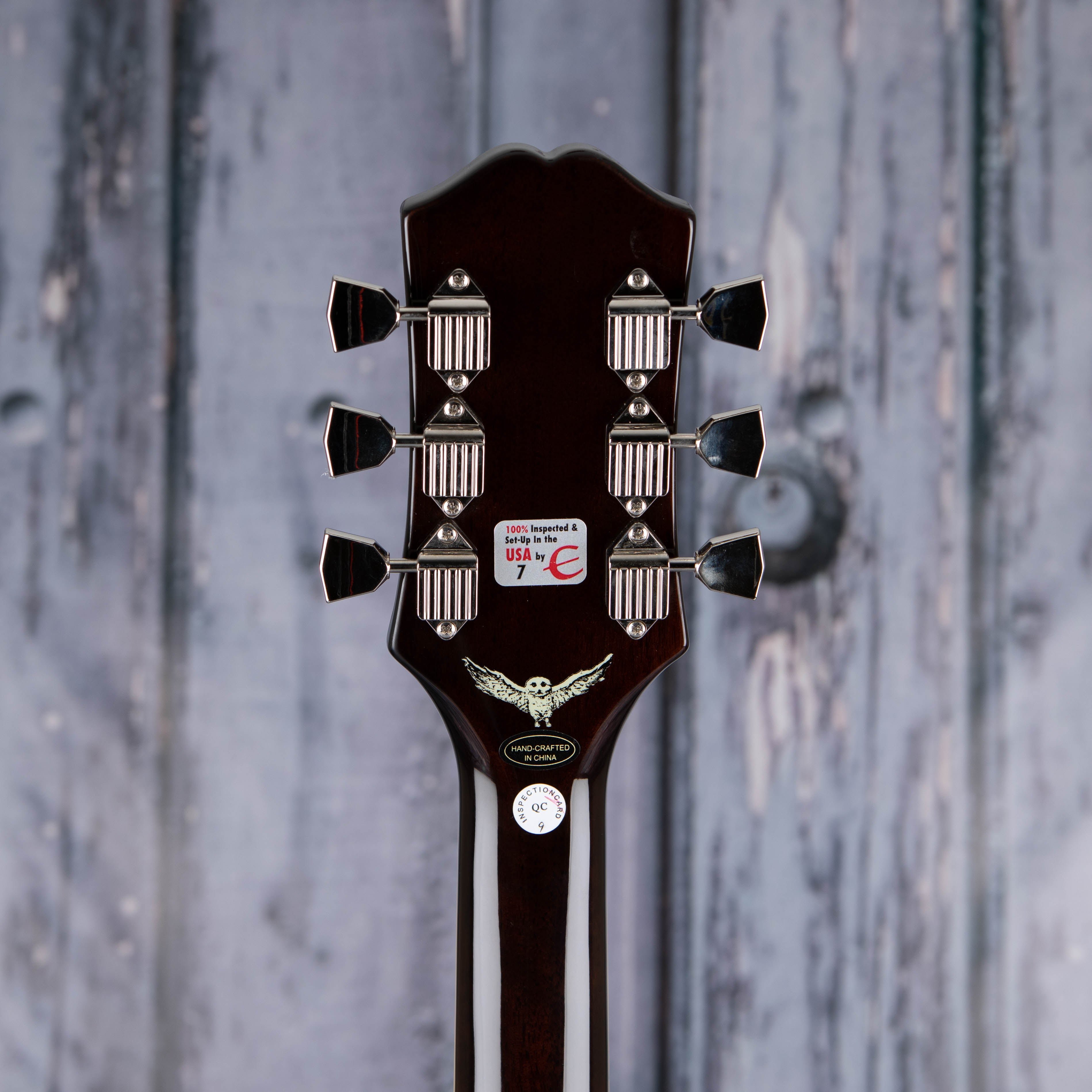 Epiphone Jim James ES-335 Semi-Hollowbody Guitar, Seventies Walnut, back headstock