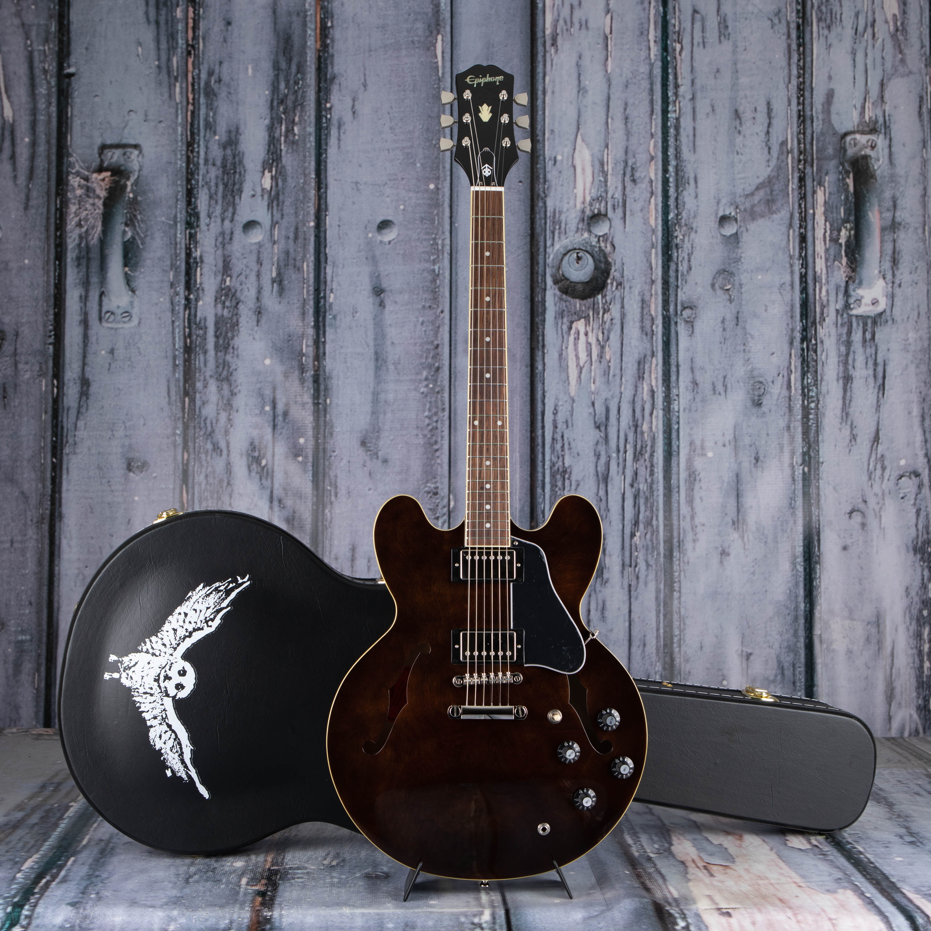 Epiphone Jim James ES-335 Semi-Hollowbody Guitar, Seventies Walnut, case