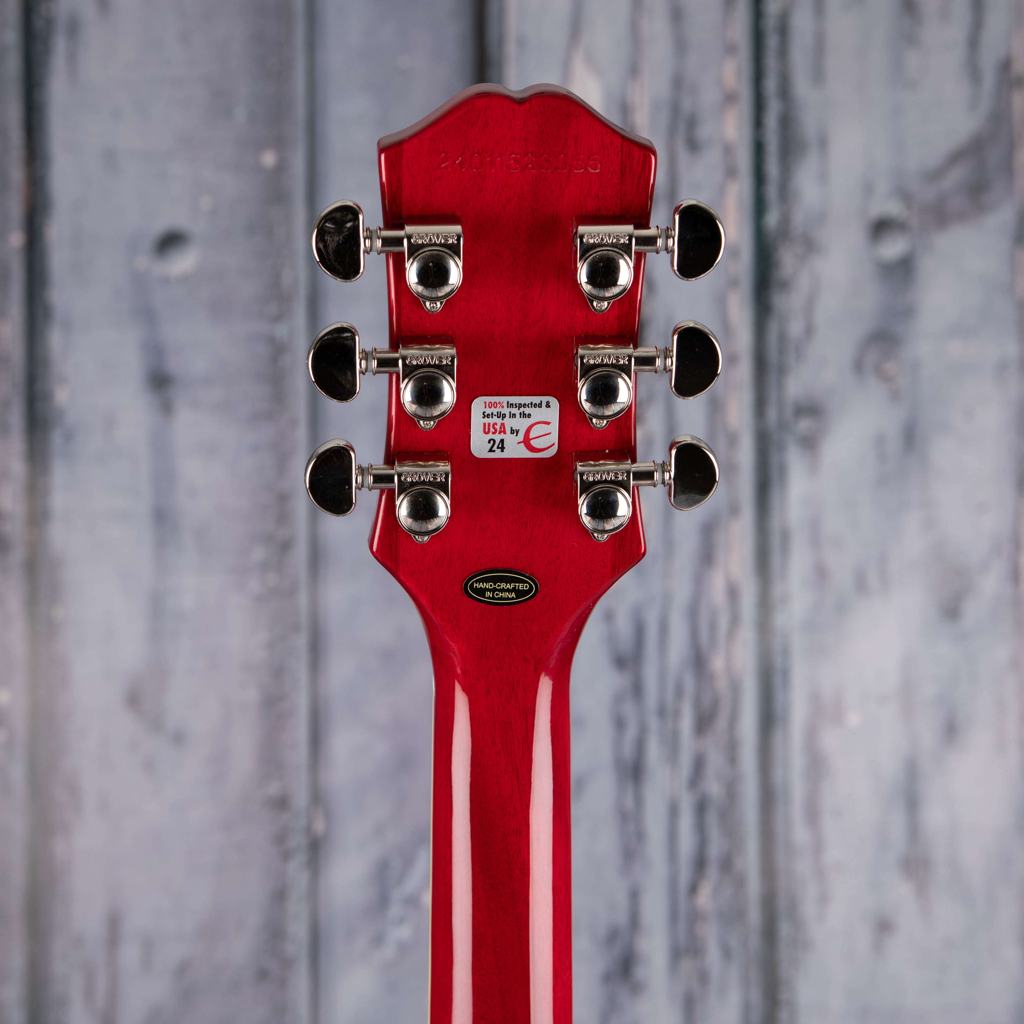 Epiphone Les Paul Standard 60s Figured Electric Guitar, Heritage Cherry Sunburst, back headstock
