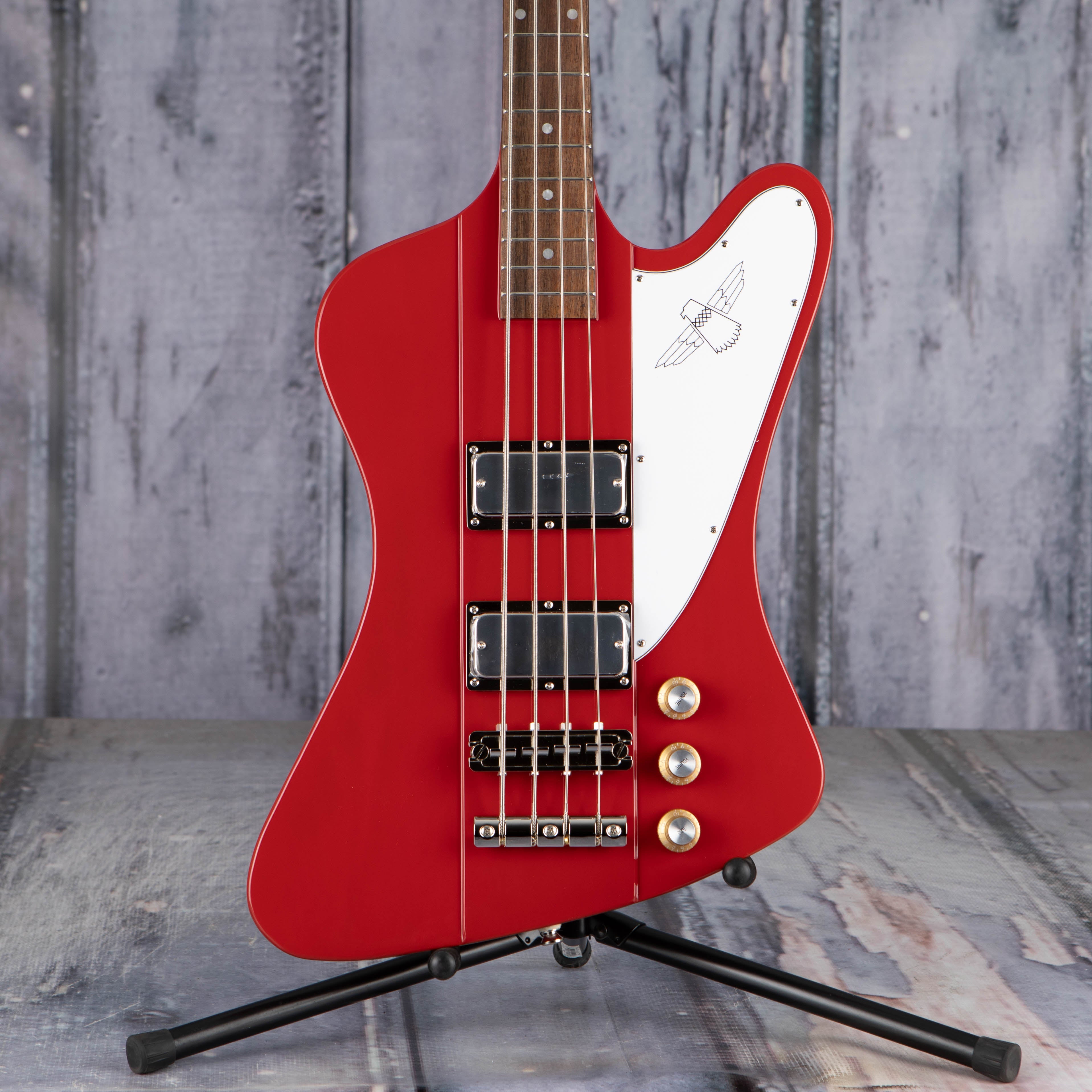 Epiphone Thunderbird '64 Electric Bass Guitar, Ember Red, front closeup