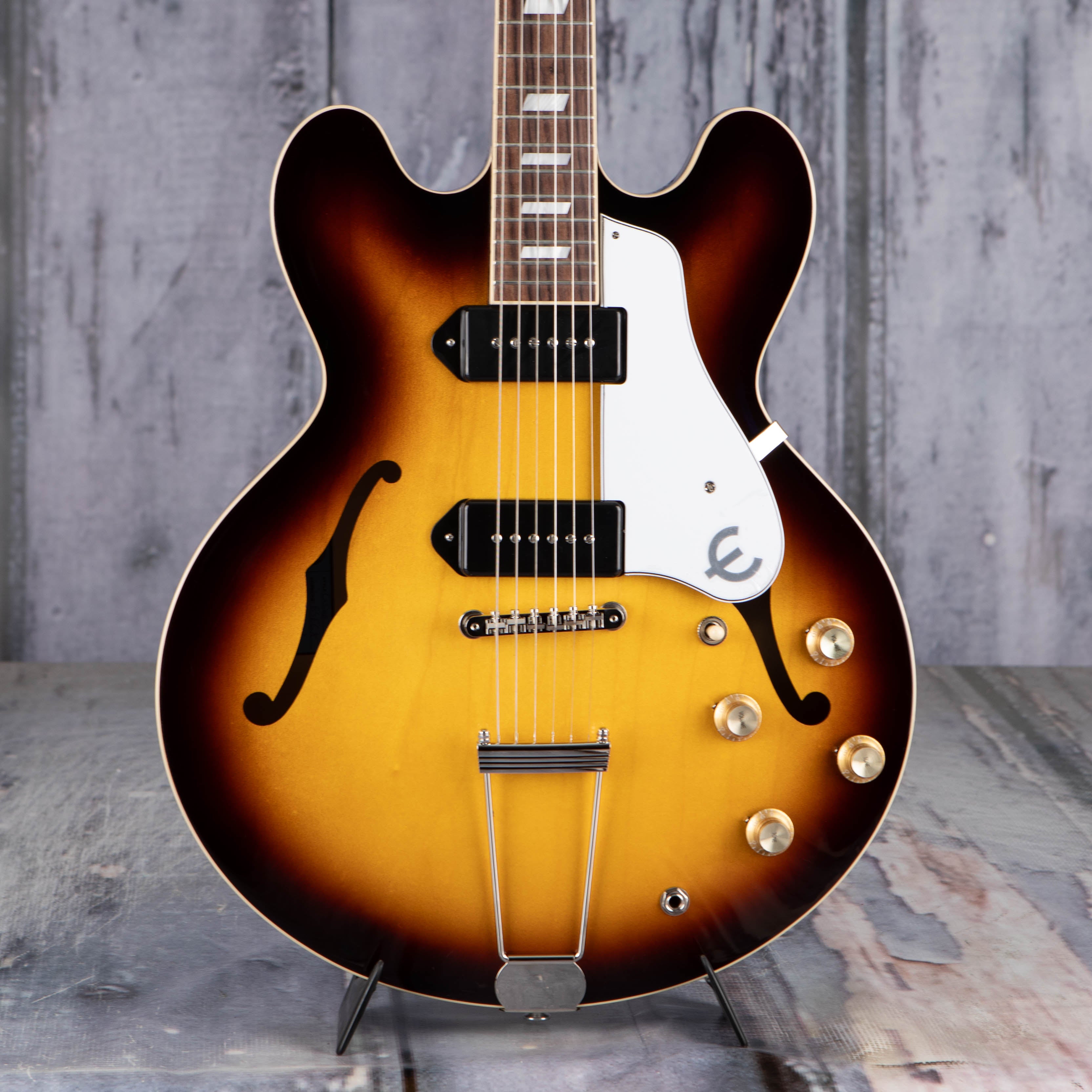 Epiphone USA Collection Casino Hollowbody Guitar, Vintage Sunburst, front closeup