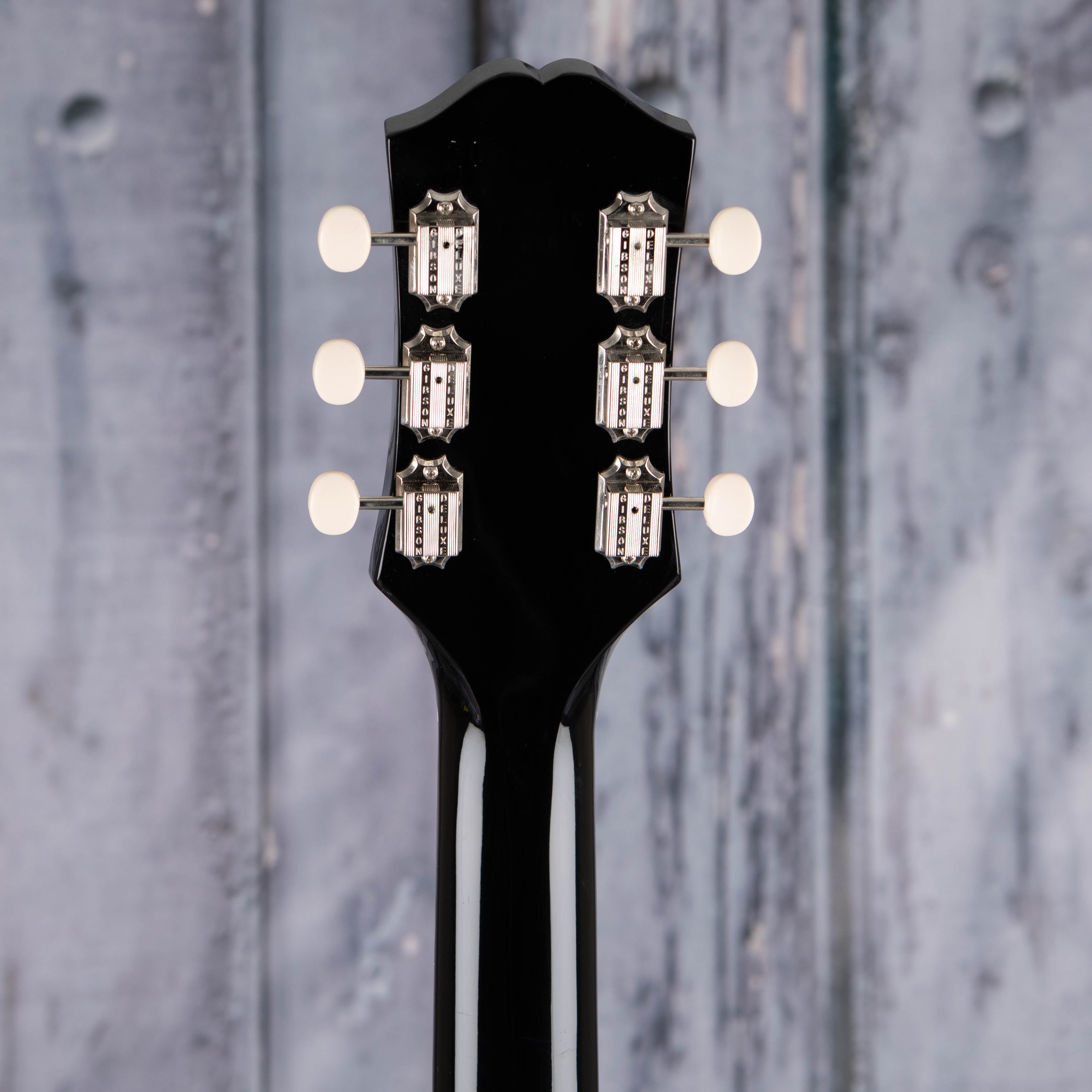 Epiphone USA Coronet Electric Guitar, Ebony, back headstock