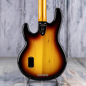 Ernie Ball Music Man Pino Palladino Fretless StingRay Electric Bass Guitar, 79 Burst, back closeup