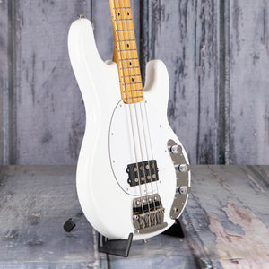 Ernie Ball Music Man Retro '70s StingRay Electric Bass Guitar, White, angle